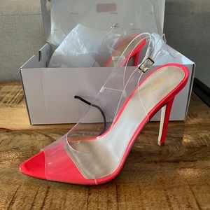 Brand new also clear pumps with pink soul